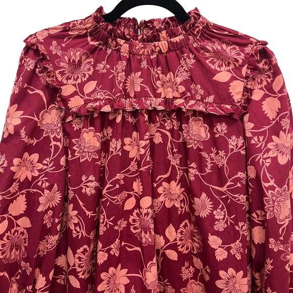 Sugarlips | Mulberry Floral Rowena Ruffled Cotton Shift Dress XS 3/4 Sleeves - Picture 3 of 12